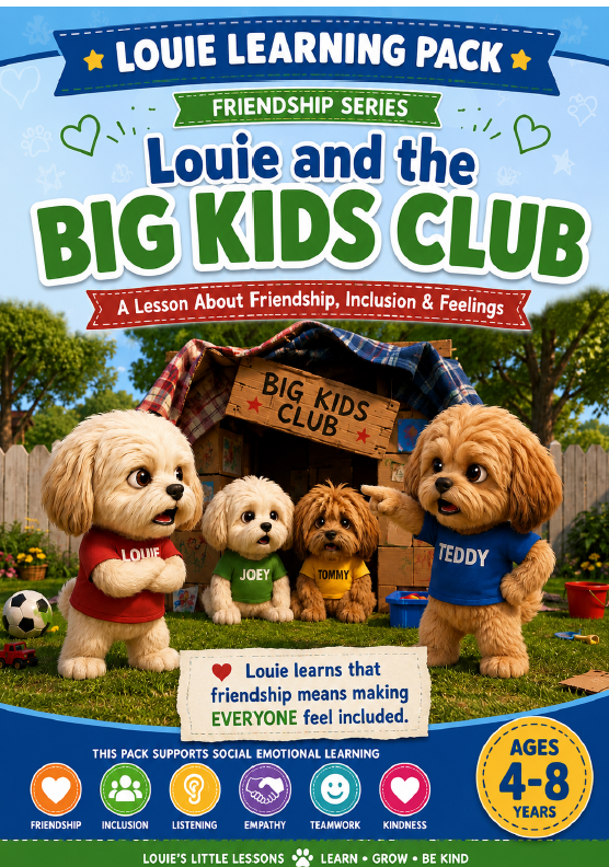 Louie's Little Lessons: Louie and the Big Kids Club | Brotherly Love & Friendship Activity Pack for Kids Ages 4–8