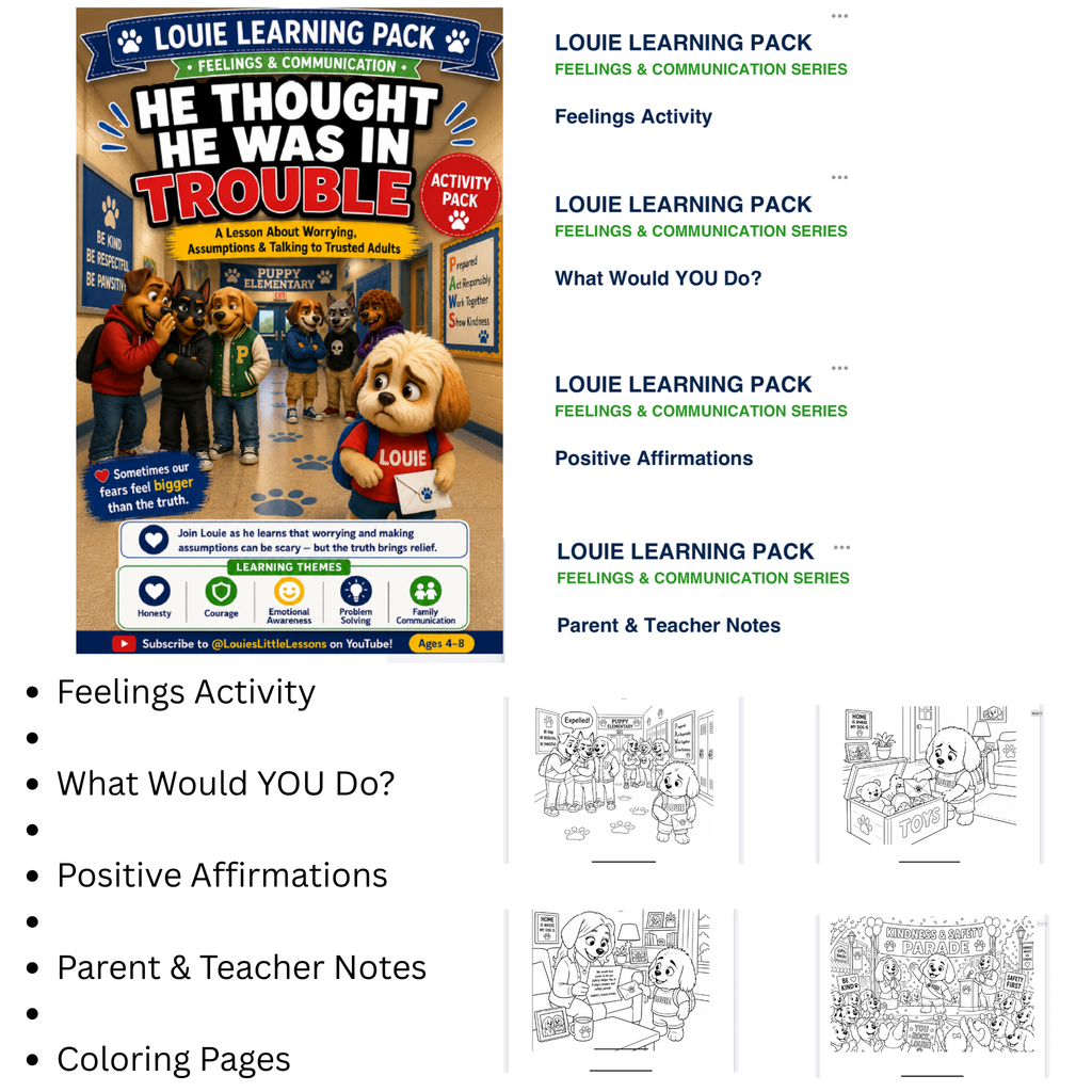 Louie's Little Lessons: He Thought He Was In Trouble | Communication & Understanding Activity Pack for Kids Ages 4–8