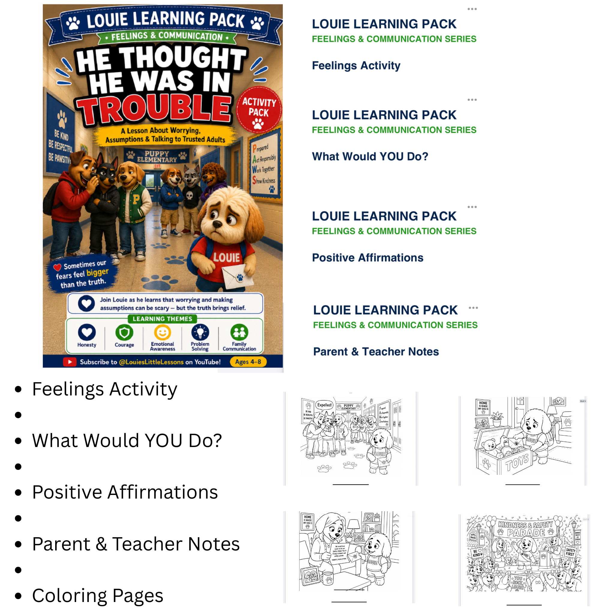 Louie's Little Lessons: He Thought He Was In Trouble | Communication & Understanding Activity Pack for Kids Ages 4–8