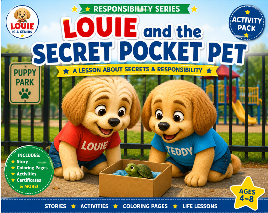 Louie's Little Lessons: Louie and the Secret Pocket Pet | Responsibility & Honesty Activity Pack for Kids Ages 4–8
